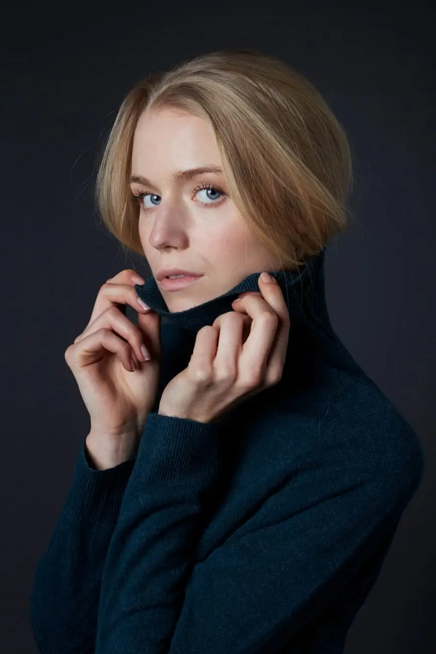 Portrait of a model with a bold, graphic makeup look